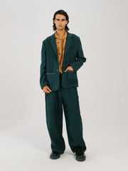 Front Smocked Blazer Set