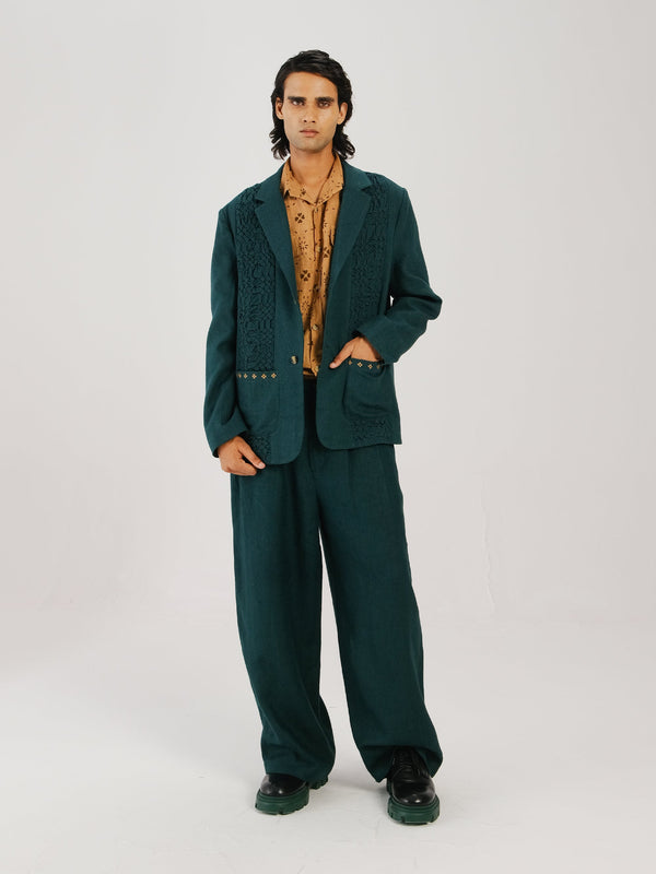 Front Smocked Blazer Set