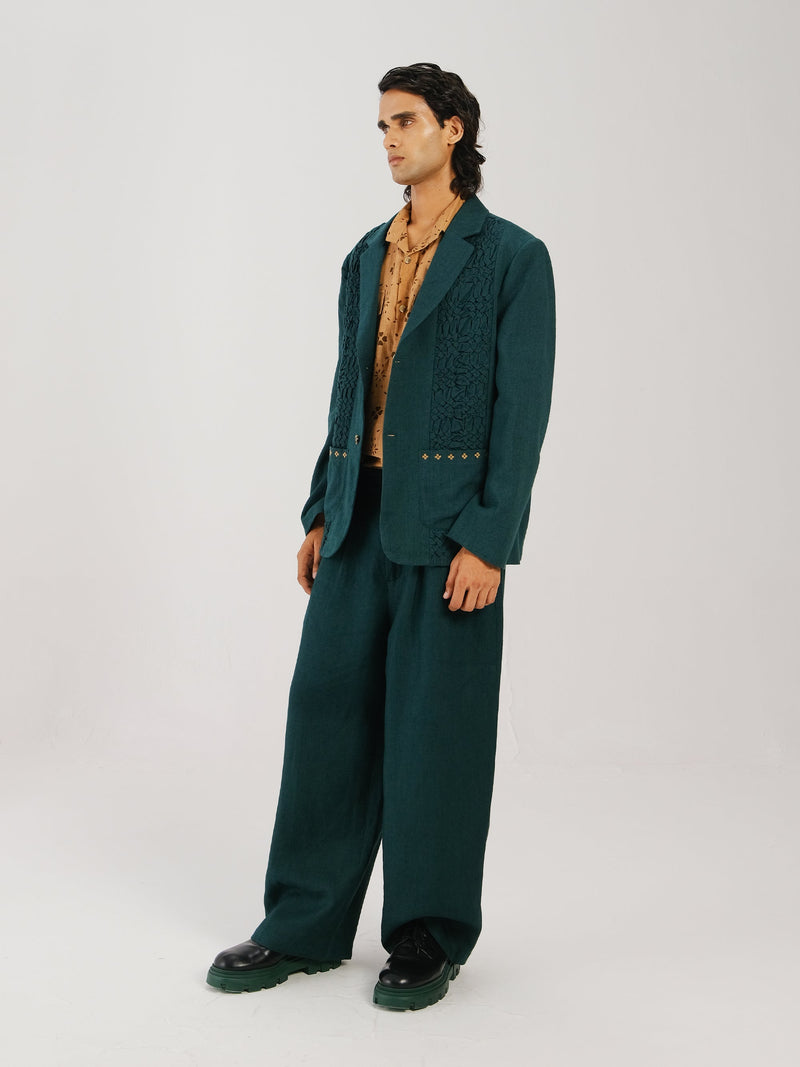 Front Smocked Blazer Set