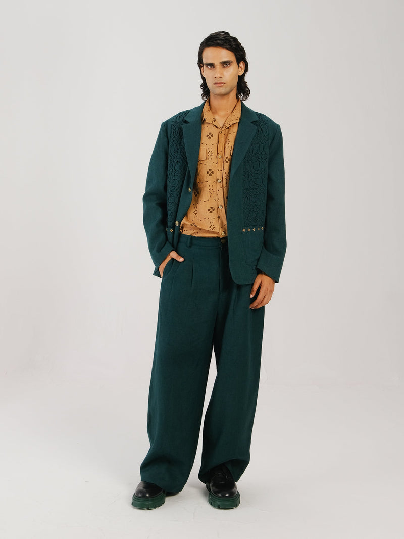 Front Smocked Blazer Set