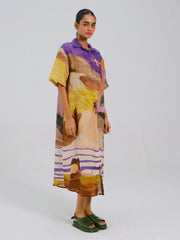 Printed Ava Linen Shirt Dress - Cord