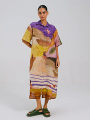 Printed Ava Linen Shirt Dress - Cord