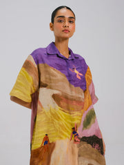 Printed Ava Linen Shirt Dress - Cord