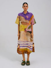 Printed Ava Linen Shirt Dress - Cord