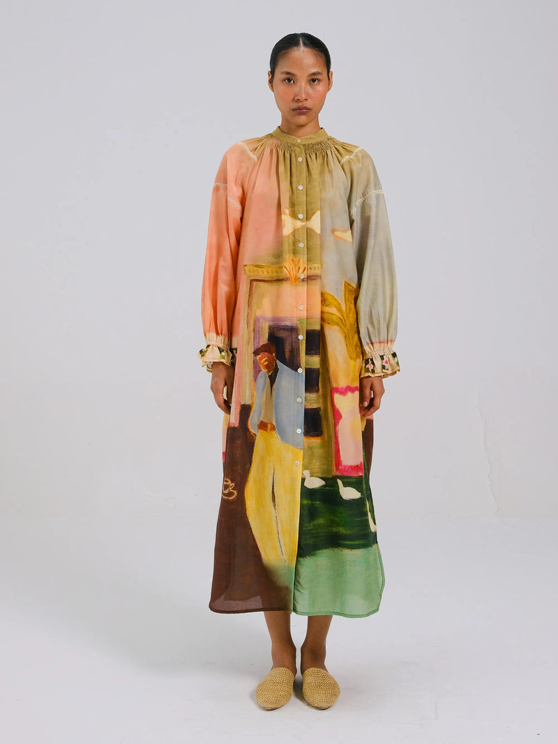 Morning Coffee Print Chloe Dress M