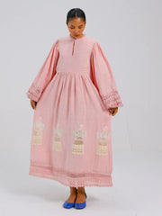 Linen Appliqué Summer Dress - Cord