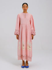 Linen Appliqué Summer Dress - Cord