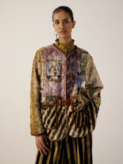 Collarless Quilted Jacket