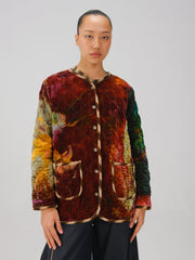 Collarless Quilted Jacket