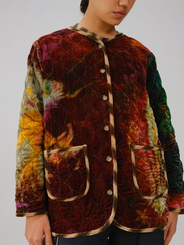 Collarless Quilted Jacket