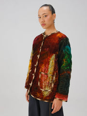 Collarless Quilted Jacket