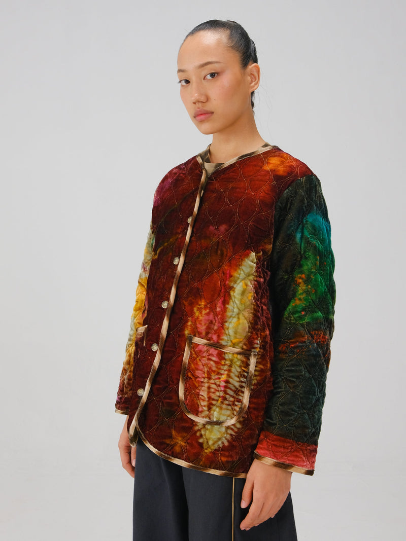 Collarless Quilted Jacket