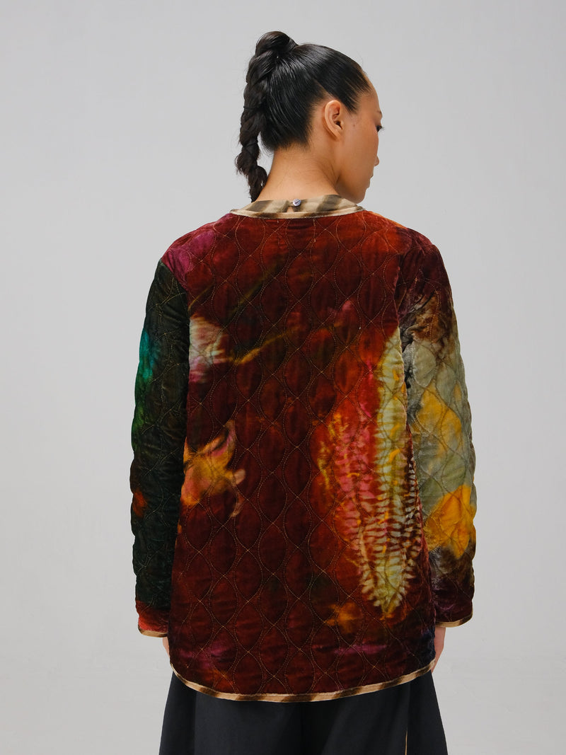 Collarless Quilted Jacket