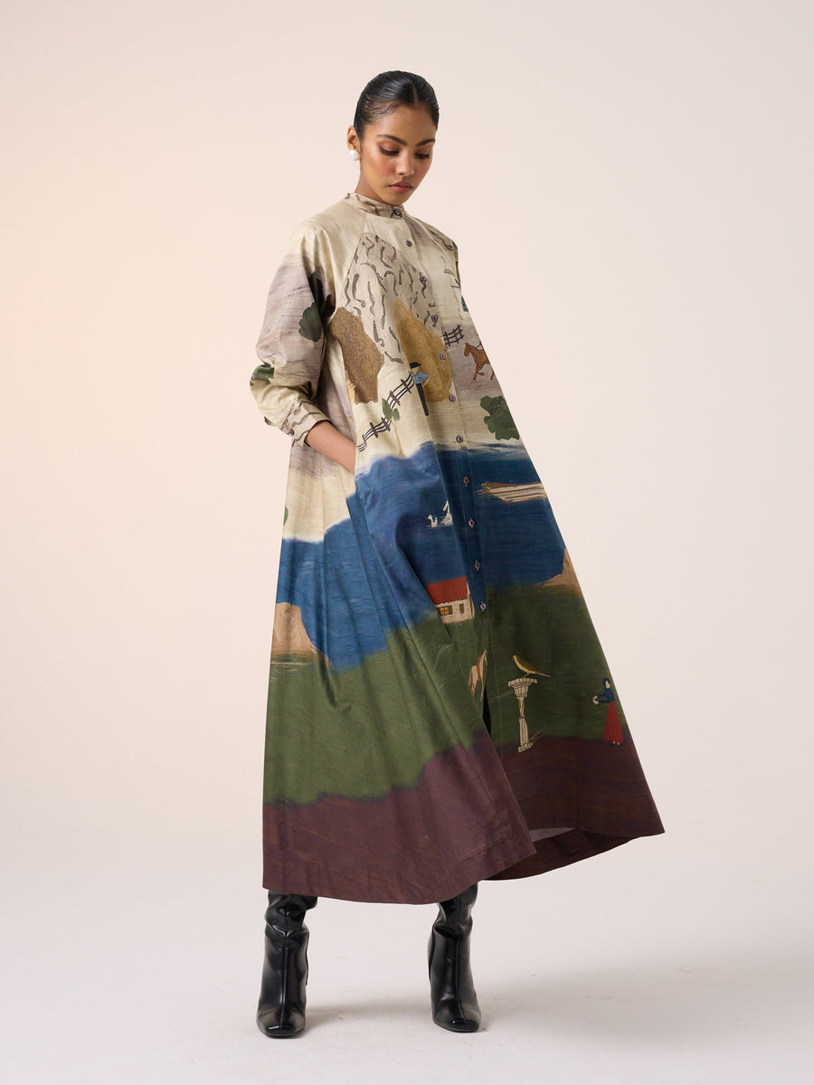 Abstract printed A line dress