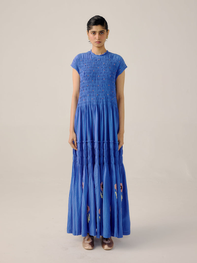 July Dress - Electric Blue | Effortless Elegance in Printed Dresses S July Dress - Electric Blue | Effortless Elegance in Printed Dresses S