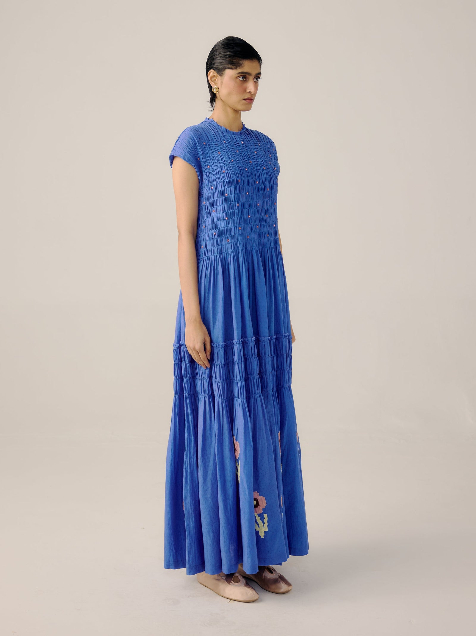 blue cord dress Aspiga Women's Ladies Sustainable Jocelyn V-Neck 3/4 Sleeve Corduroy Organic Cotton Dress - Blue main image 0