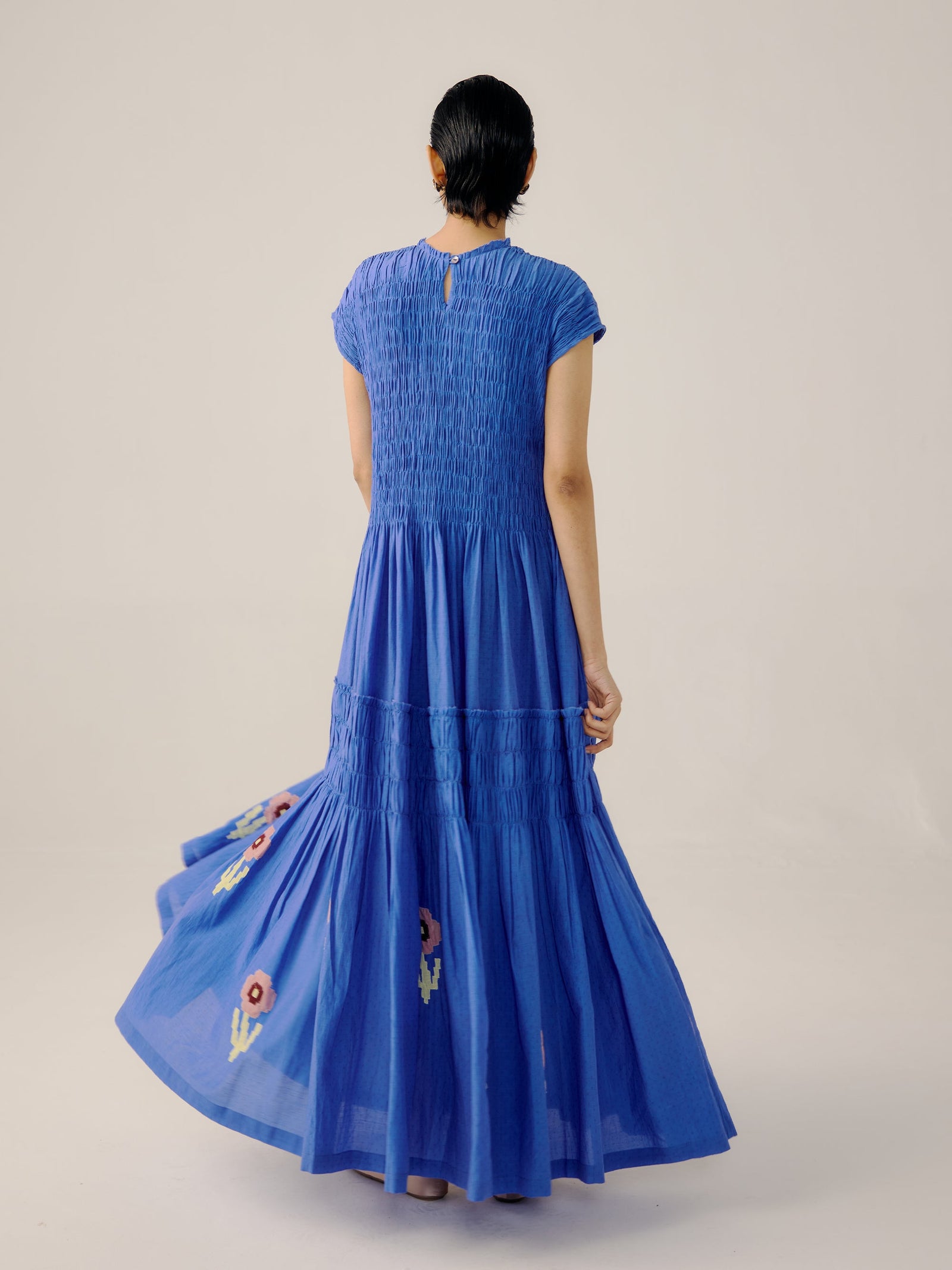 July Dress - Electric Blue | Effortless Elegance in Printed Dresses S July Dress - Electric Blue | Effortless Elegance in Printed Dresses S