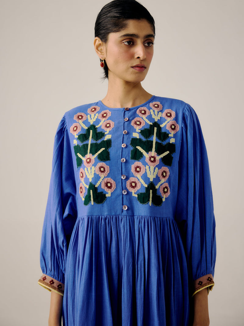 blue peasant dress Peasant Blue Linen Dress