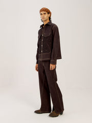 Smocked Collar Jacket Set