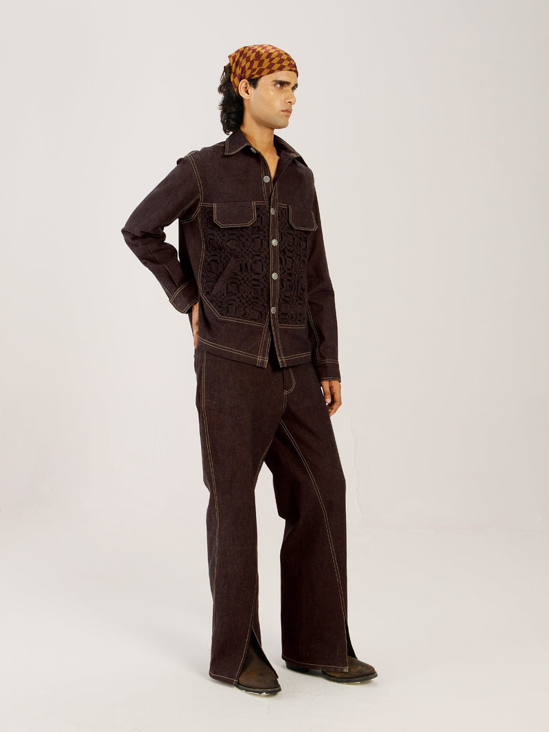 Smocked Collar Jacket Set