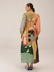 Morning Coffee Printed Euro Long Dress - Cord