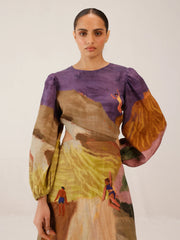 Swimmers Printed Euro Long Dress - Cord