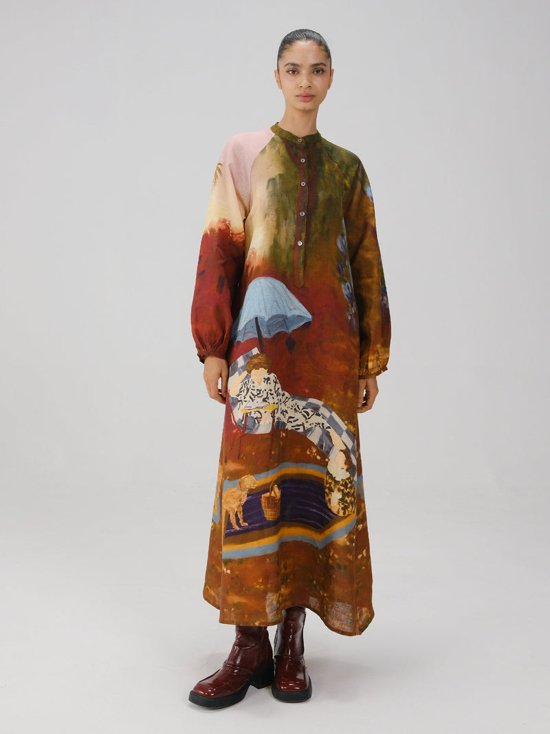 Lakeside Print Linen Goa Dress | Cord XS Lakeside Print Linen Goa Dress | Cord XS