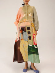 Morning Coffee Printed Goa Dress - Cord