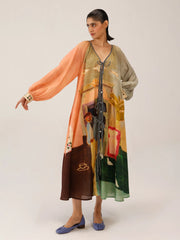 Morning Coffee Printed Cotton Dress - Cord