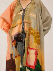 Morning Coffee Printed Cotton Dress - Cord