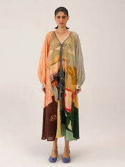 Morning Coffee Printed Cotton Dress - Cord