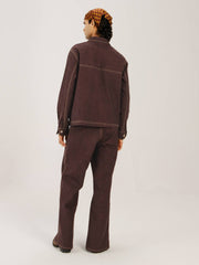Smocked Collar Jacket Set