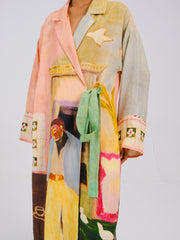 Printed Tie-Up Linen Dress - Cord