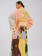 Printed Tie-Up Linen Dress - Cord