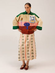 Panel Shirt Set(Panel Shirt + Wrap Skirt)