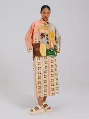 Panel Shirt Set(Panel Shirt + Wrap Skirt)