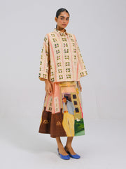 Panel Shirt Set(Panel Shirt + Wrap Skirt)