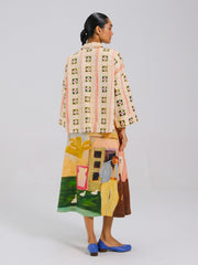 Panel Shirt Set(Panel Shirt + Wrap Skirt)