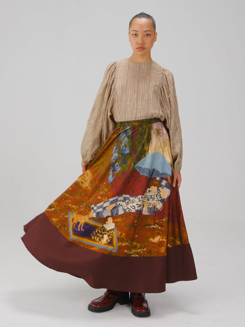 Print Blocked Skirt