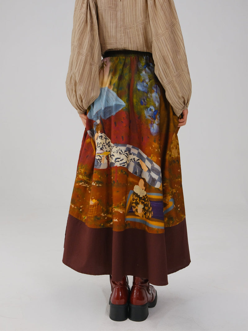 Print Blocked Skirt