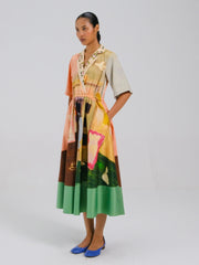 Morning Coffee Printed Block Dress – Cord