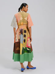 Morning Coffee Printed Block Dress – Cord