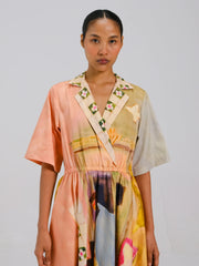 Morning Coffee Printed Block Dress – Cord