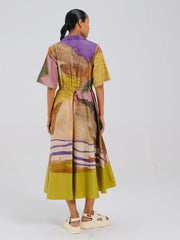 Swimmers Printed Blocked Dress - Cord