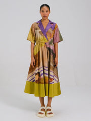 Swimmers Printed Blocked Dress - Cord