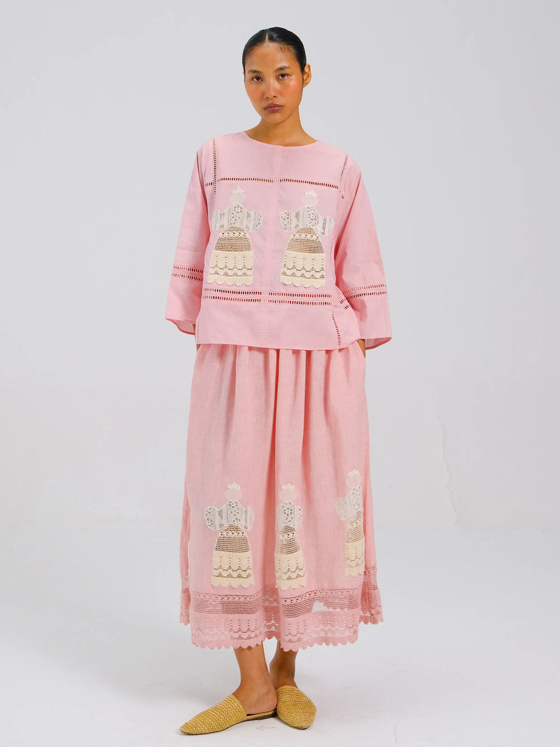 ワンピース Rose Muse Tailored jk pleated skirt op Doll Rose Appliqué Quad Set – Lace Top & Midi Skirt