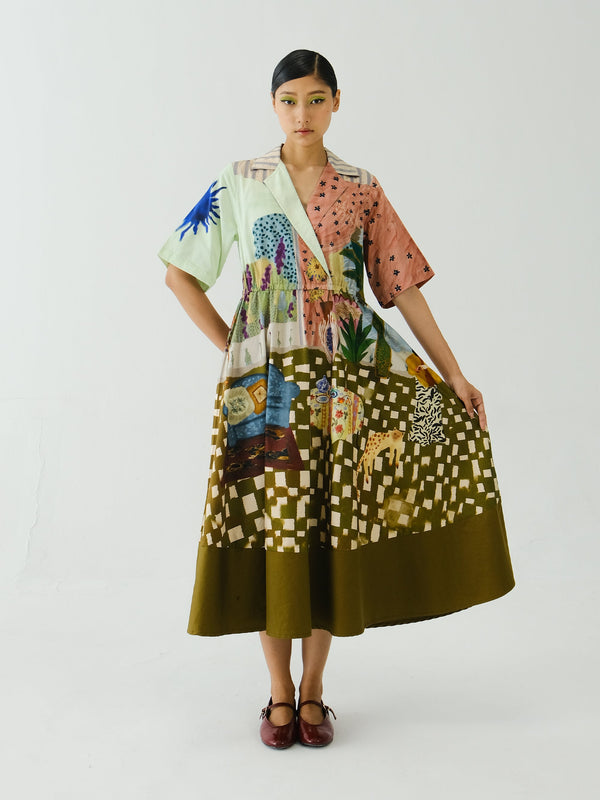 Print Blocked Dress