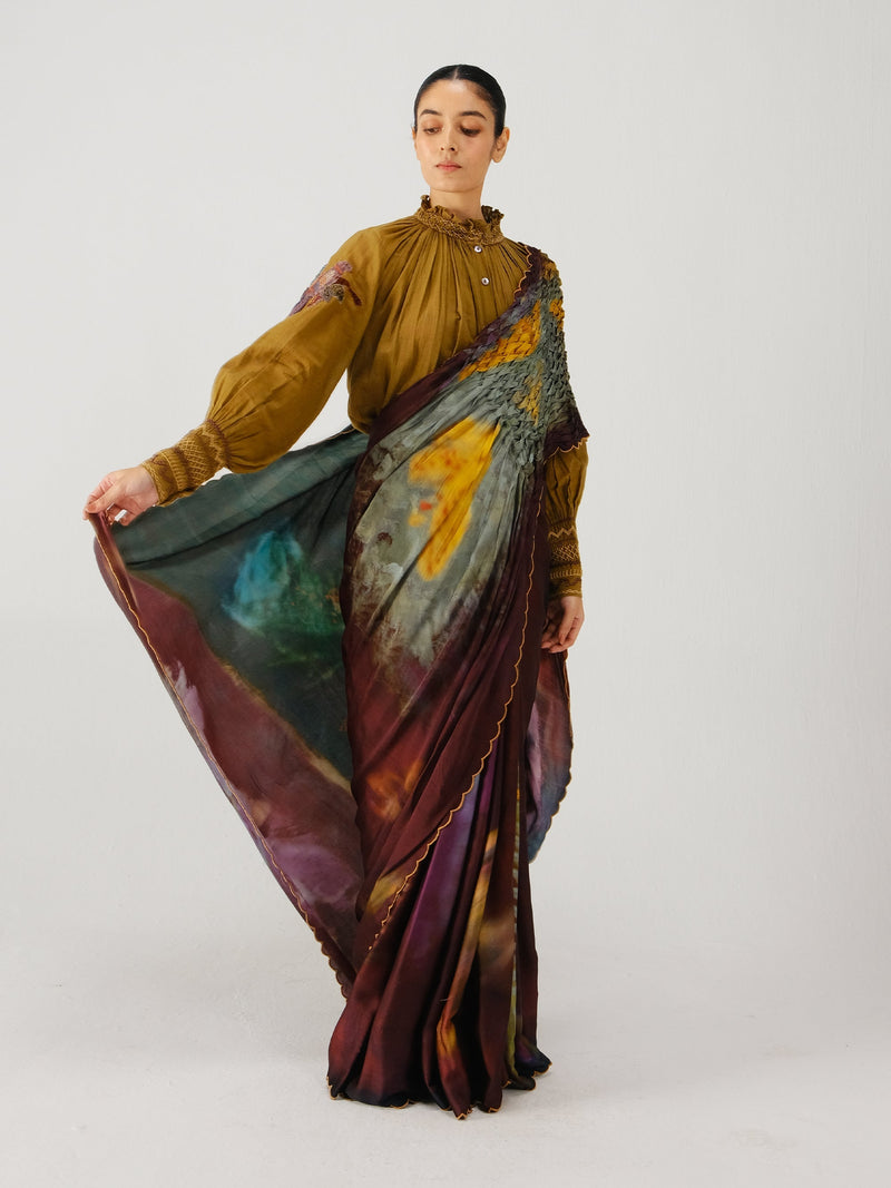 Smocked saree