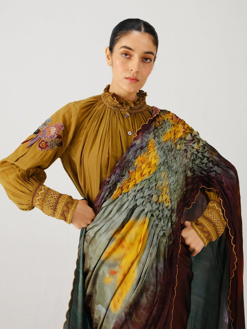 Smocked saree