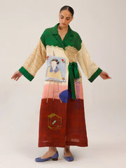 Loft Printed Tie-Up Linen Dress - Cord